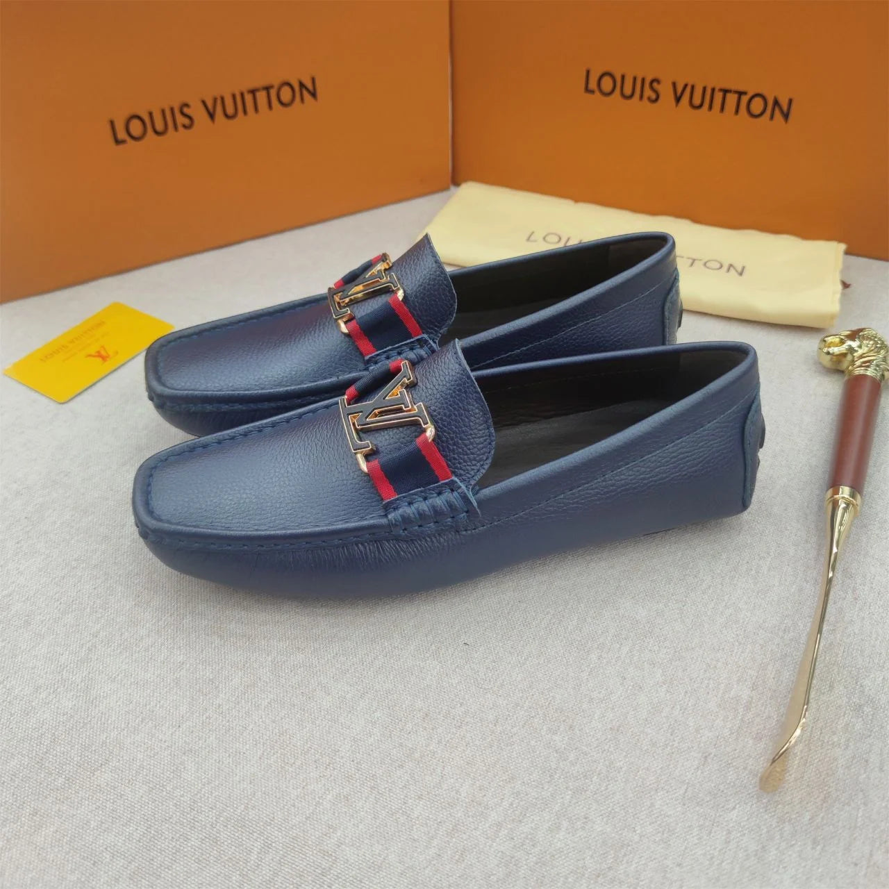 LOUIS VUITTON || Monte Carlo Mocassin LV Monochrome Leather Blue Loafers