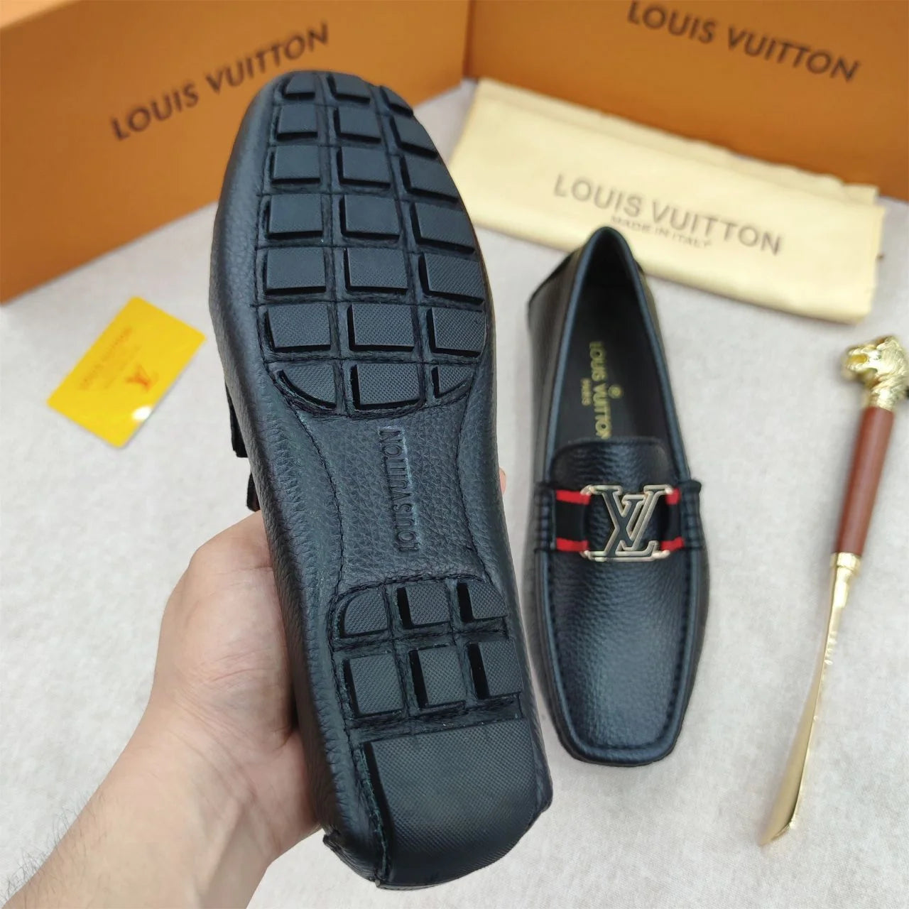 LOUIS VUITTON || Monte Carlo Mocassin LV Monochrome Leather Blue Loafers