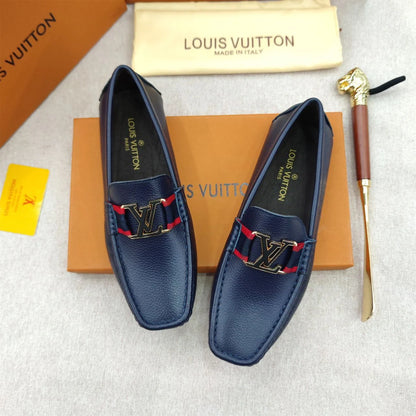 LOUIS VUITTON || Monte Carlo Mocassin LV Monochrome Leather Blue Loafers