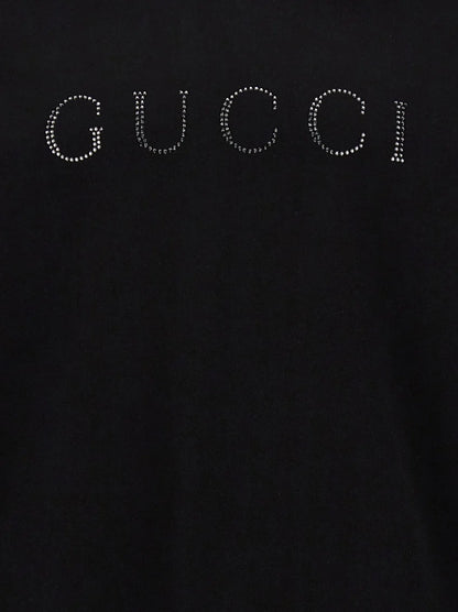 GUCCI || Men Black Rhinestone Logo Hoodie