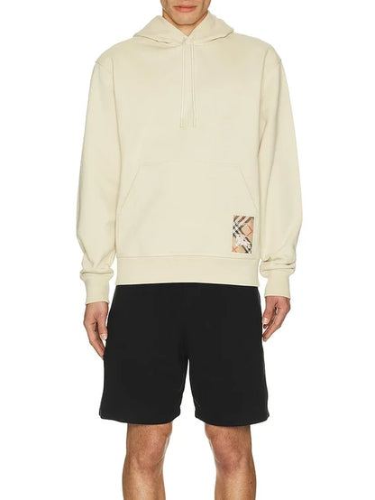 BURBERRY || Check Label Cotton Hoodie