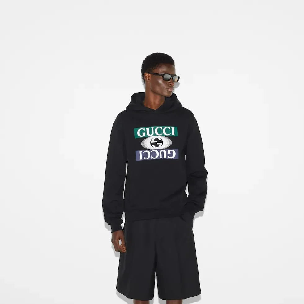 GUCCI || Cotton Jersey Hooded Sweatshirt Hoodie In Black