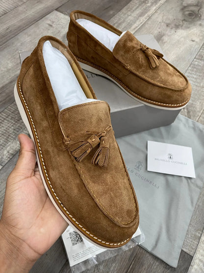 BRUNELLO CUCINELLI || Putney Tassel Sued Leather Loafer