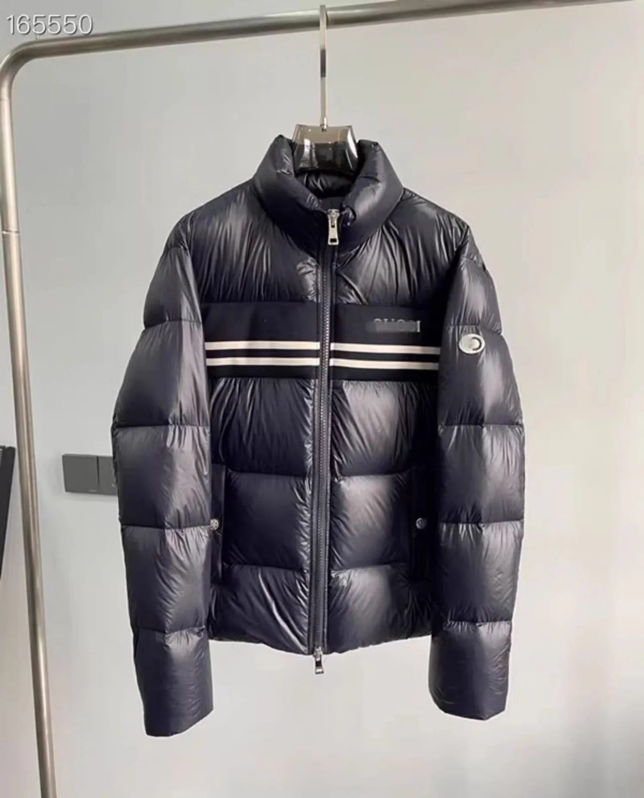 GUCCI || Logo-Print Chest-Stripe Puffer Jacket