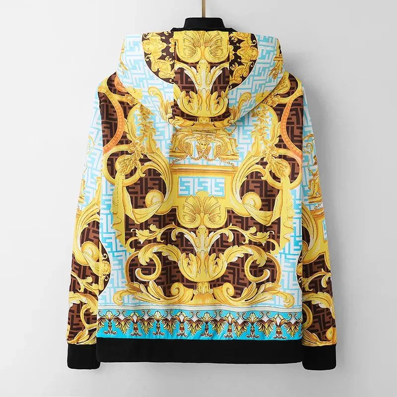 VERSACE || Fendace Zucca FF Logo Printed Hoodie Bomber Jacket