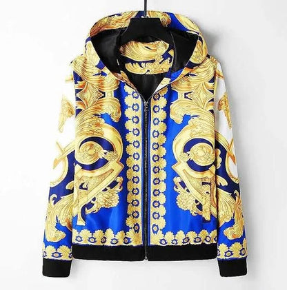 VERSACE || Versace Jeans Couture Baroque-Print Hooded Bomber Jacket