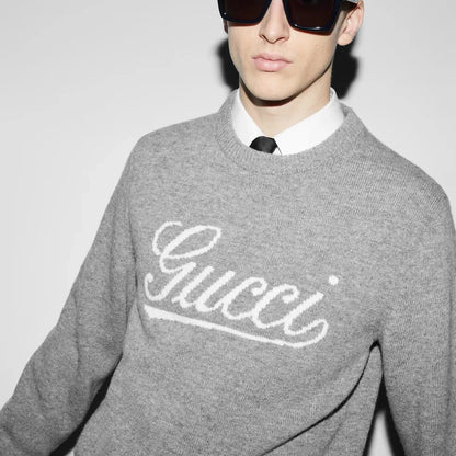 GUCCI || WOOL SWEATER WITH GUCCI INTARSIA KNITEDWEAR FOR MEN