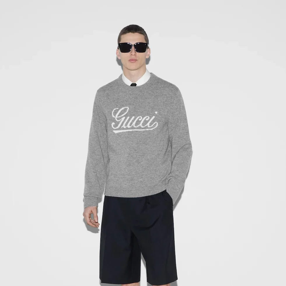 GUCCI || WOOL SWEATER WITH GUCCI INTARSIA KNITEDWEAR FOR MEN