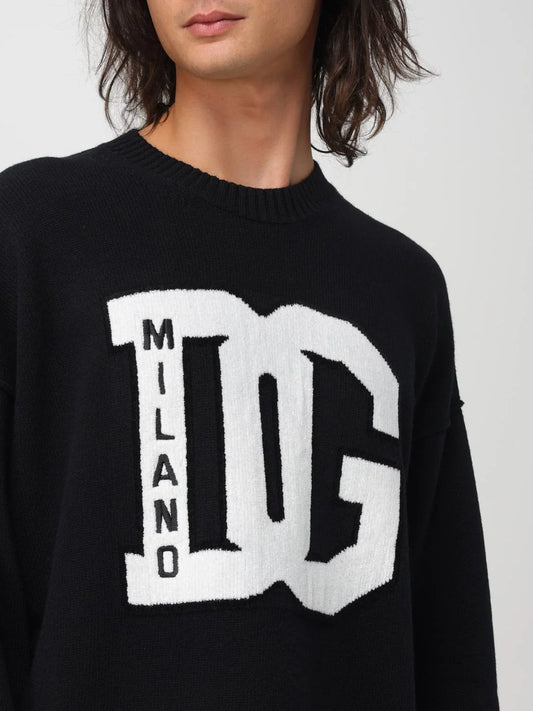 DOLCE & GABBANA || WOOL ROUND-NECK SWEATER WITH DG INLAY