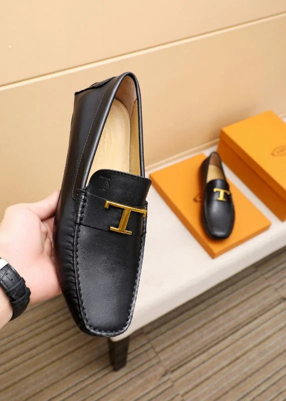 TODS || Timeless Gommino T Logo Black/Grey Loafers