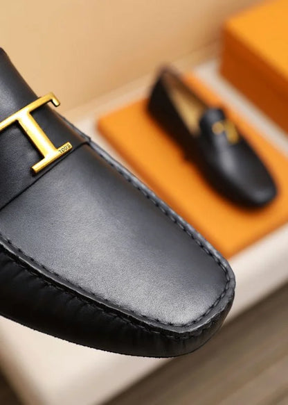 TODS || Timeless Gommino T Logo Black/Grey Loafers