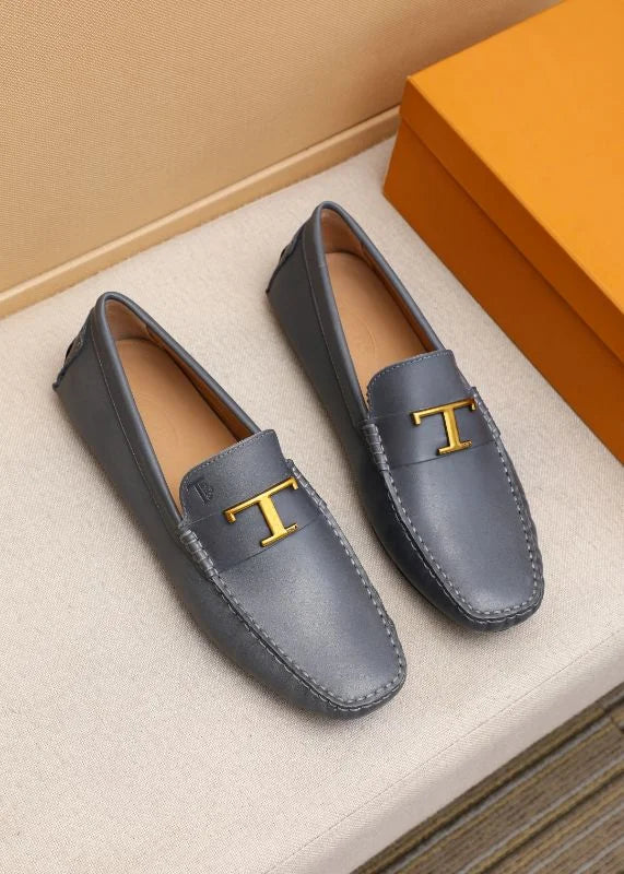 TODS || Timeless Gommino T Logo Black/Grey Loafers