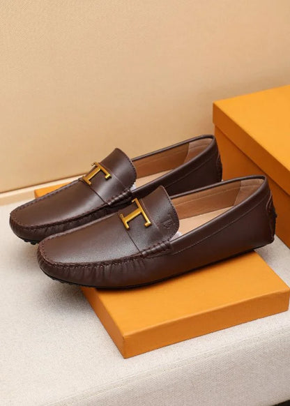 TODS || Timeless Gommino T Logo Brown Loafers