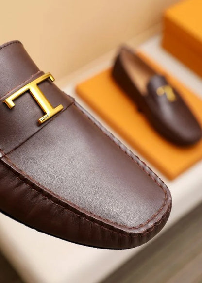 TODS || Timeless Gommino T Logo Brown Loafers