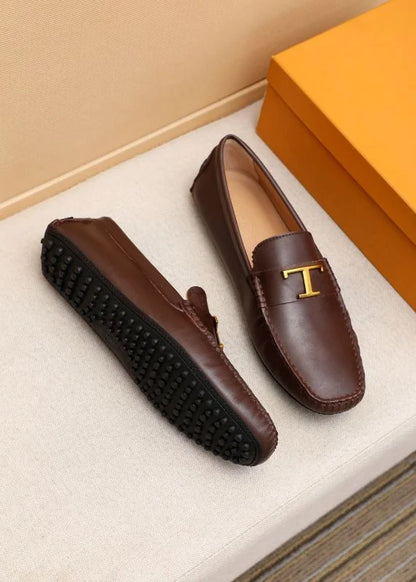 TODS || Timeless Gommino T Logo Brown Loafers