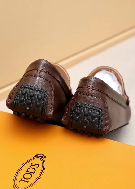 TODS || Timeless Gommino T Logo Brown Loafers