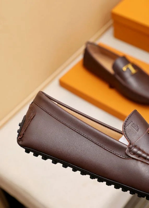 TODS || Timeless Gommino T Logo Brown Loafers