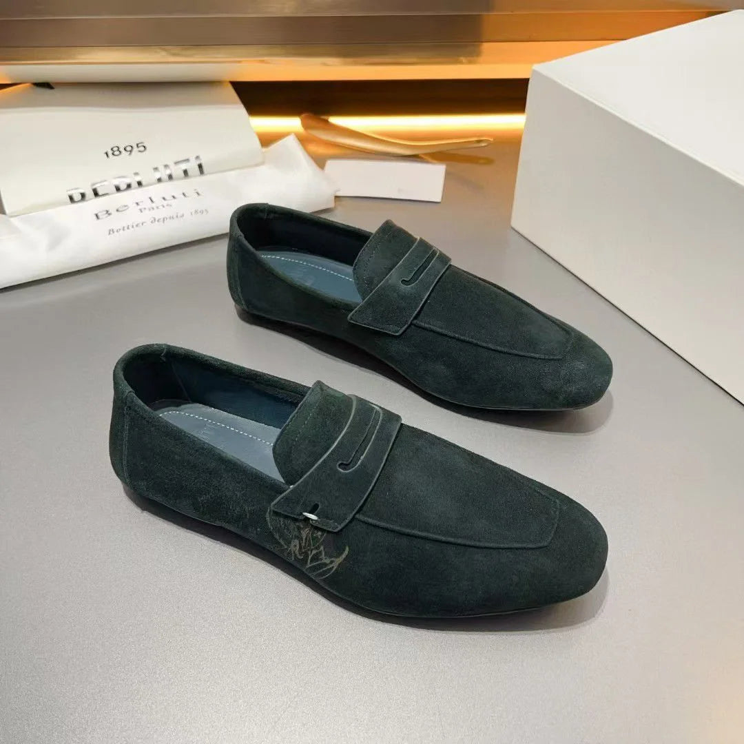 BERLUTI || Lorenzo Drive Scritto Camoscio Calf Leather Loafer