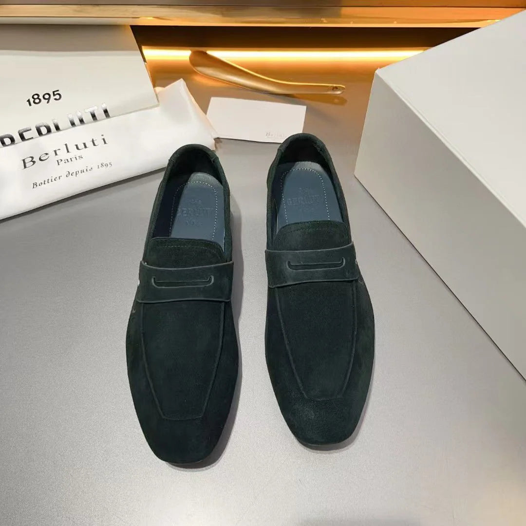 BERLUTI || Lorenzo Drive Scritto Camoscio Calf Leather Loafer