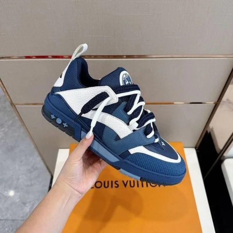 LOUIS VUITTON || Skate Trainer Navy Blue Curb Leather Trainers Sneakers