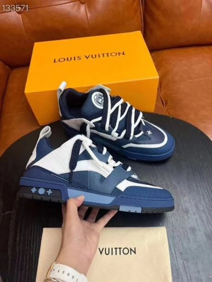 LOUIS VUITTON || Skate Trainer Navy Blue Curb Leather Trainers Sneakers