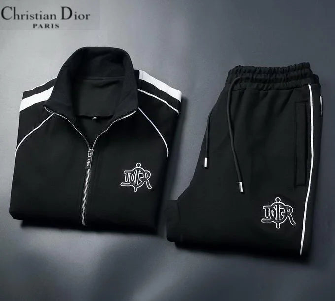 CHRISTIAN DIOR || DIOR Contrast Logo Taping Black Tracksuit