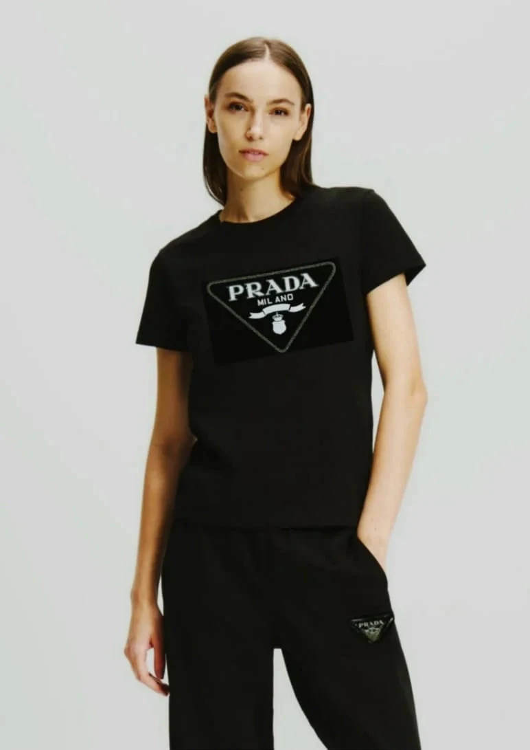 PRADA || Women Graphic Print T-Shirt & Track Pants Co-Ord Set