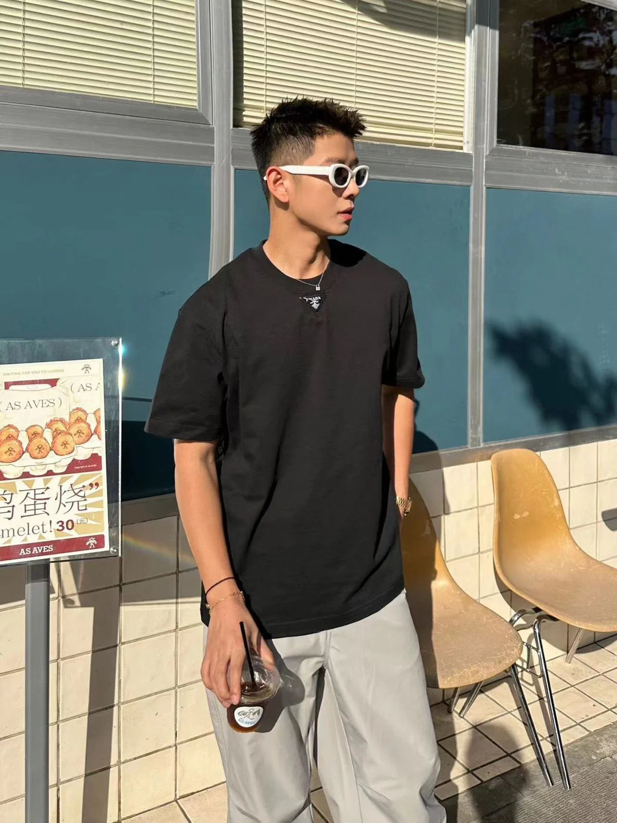 PRADA || Letters Print Black Short Sleeves Summer T-Shirts