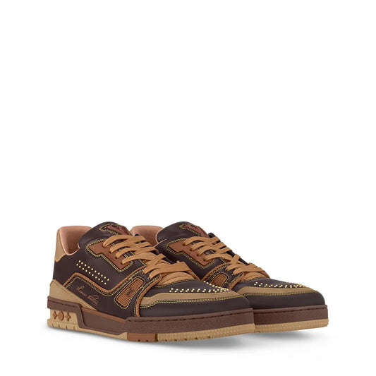LOUIS VUITTON || LV Trainer Low-Top Sneakers – Brown & Tan Leather Edition