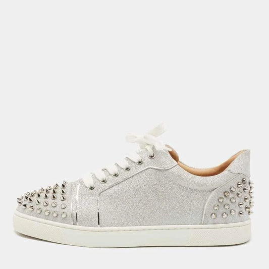 CHRISTIAN LOUBOUTIN || Vieira 2 Embellished Silver Glitter Sneakers