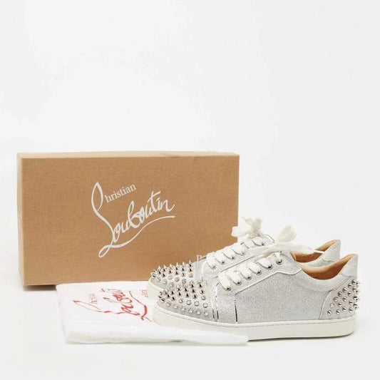 CHRISTIAN LOUBOUTIN || Vieira 2 Embellished Silver Glitter Sneakers