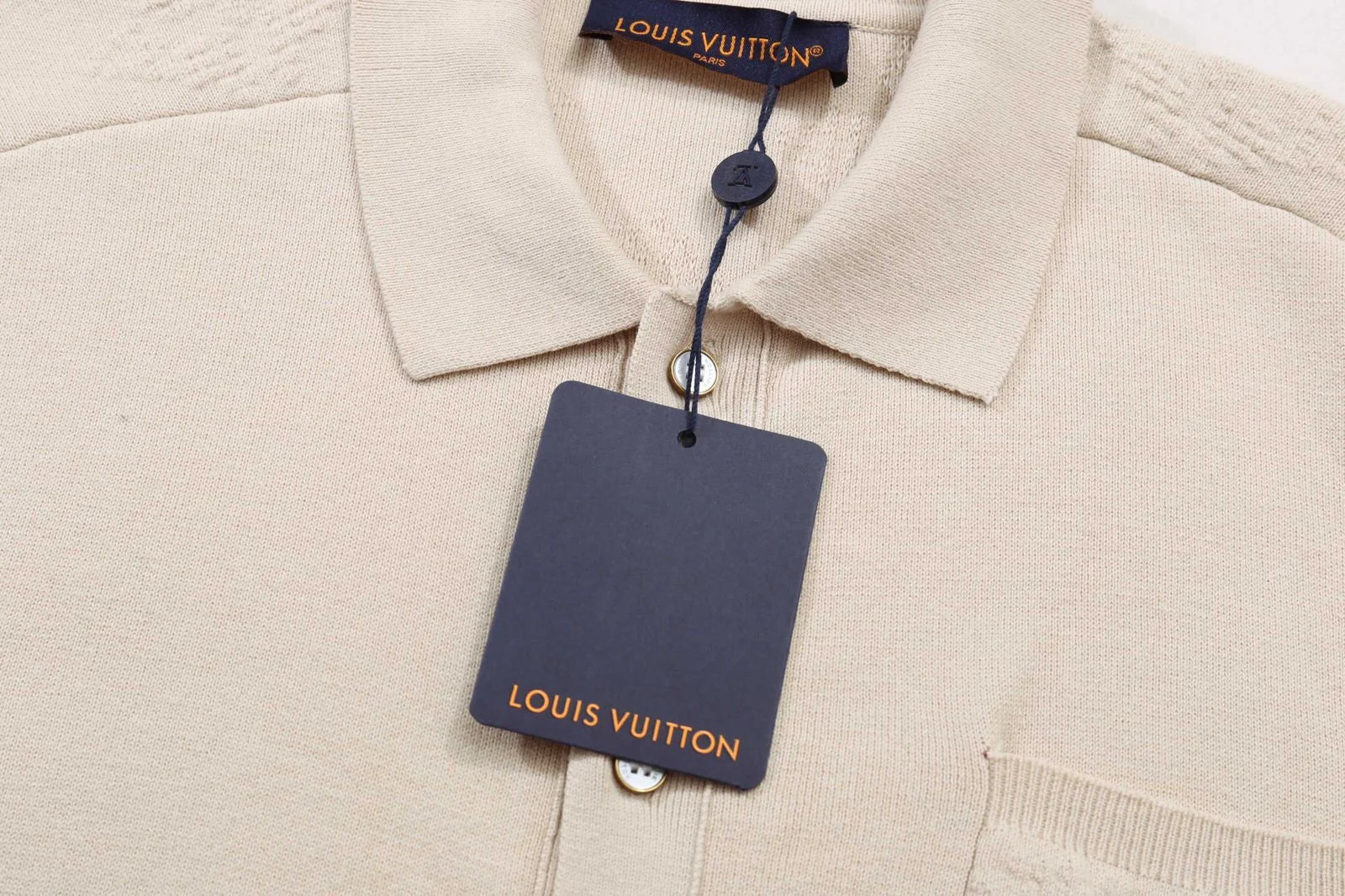 LOUIS VUITTON || Men's Beige Jacquard Knit Half-Sleeved Cardigan