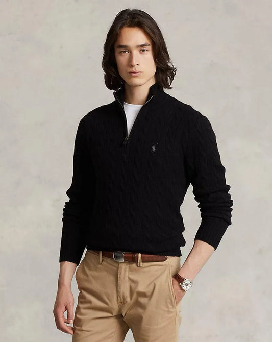 POLO RALPH LAauren || Cable-Knit Cotton Quarter-Zip Jumper