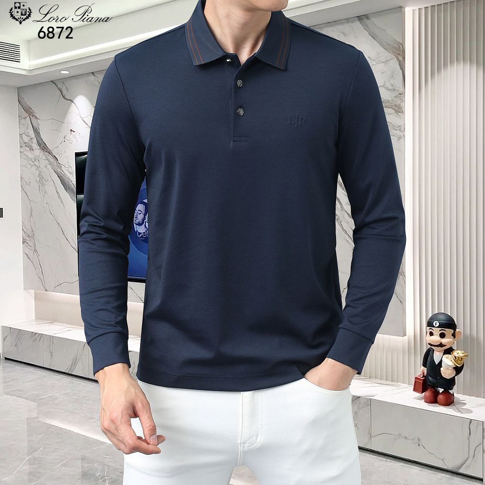 LORO PIANA || Full-Sleeve Polo T-shirt with Embroidered Logo