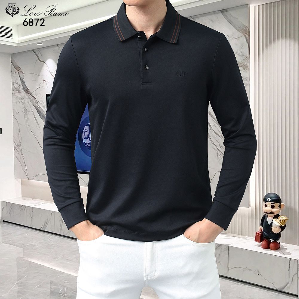 LORO PIANA || Full-Sleeve Polo T-shirt with Embroidered Logo