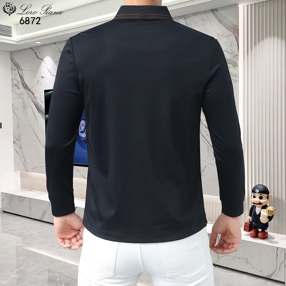 LORO PIANA || Full-Sleeve Polo T-shirt with Embroidered Logo