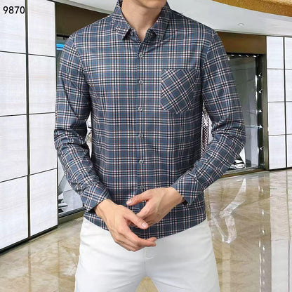 BURBERRY || Men’s Checkered Long Sleeve Shirt – Smart Casual Essential