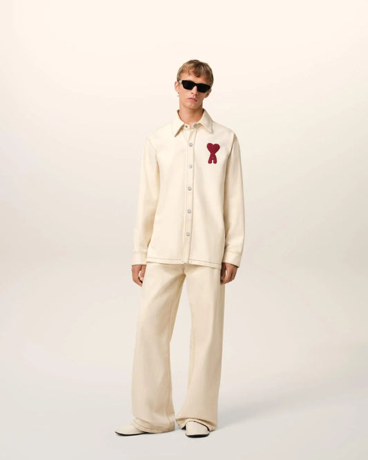 AMI PARIS || Beige Cotton AMI DE COEUR Overshirt Shacket