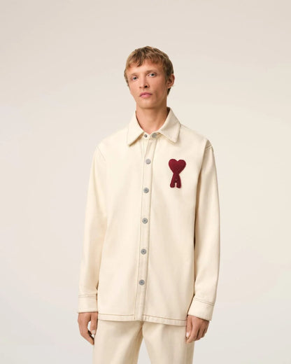 AMI PARIS || Beige Cotton AMI DE COEUR Overshirt Shacket