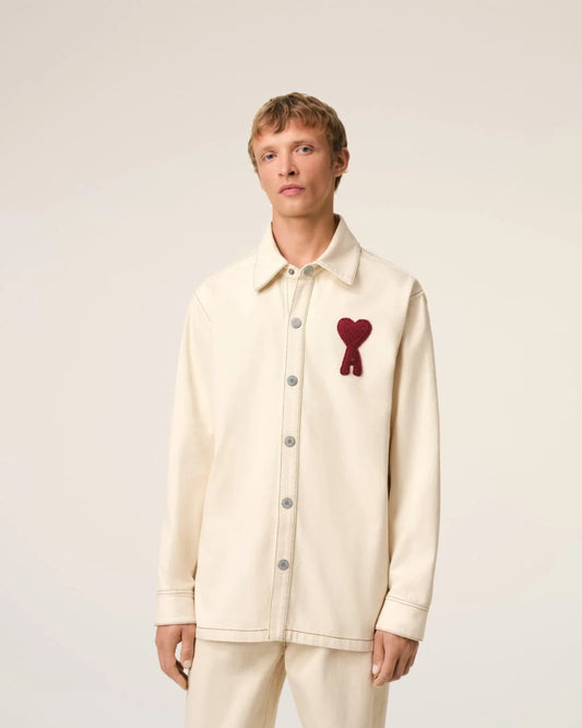 AMI PARIS || Beige Cotton AMI DE COEUR Overshirt Shacket