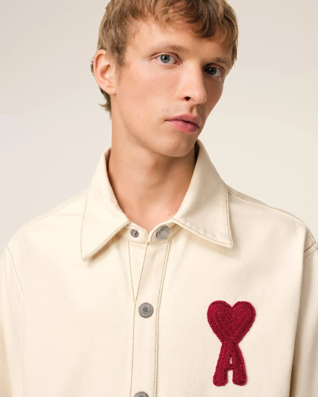 AMI PARIS || Beige Cotton AMI DE COEUR Overshirt Shacket