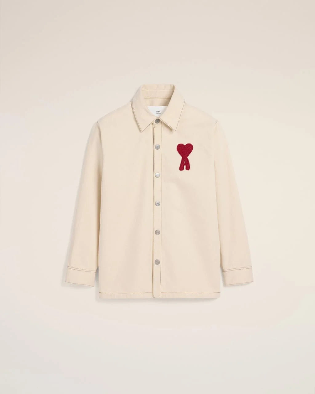 AMI PARIS || Beige Cotton AMI DE COEUR Overshirt Shacket