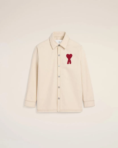 AMI PARIS || Beige Cotton AMI DE COEUR Overshirt Shacket