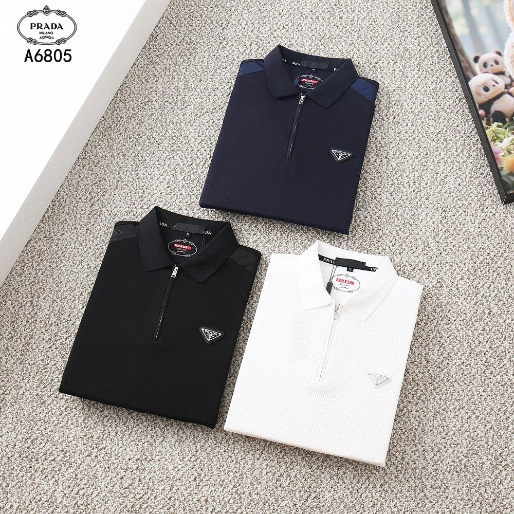 PRADA || Long Sleeve Polo Shirt With Zipper Collar – FASHION MYST