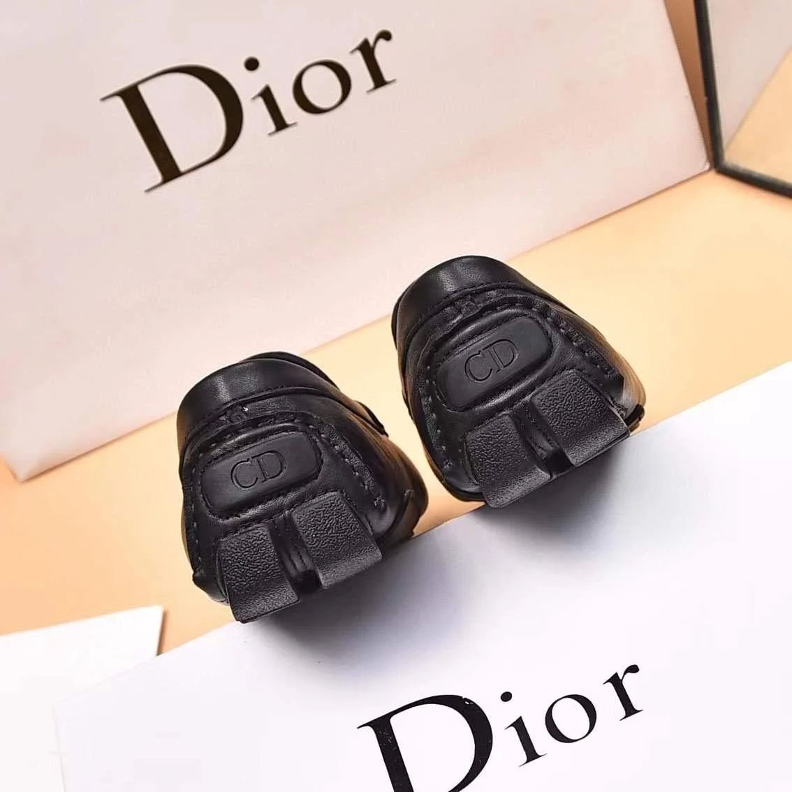 CHRISTIAN DIOR || Black Embossed Leather Loafers With Buckle Detail- FASHION MYST