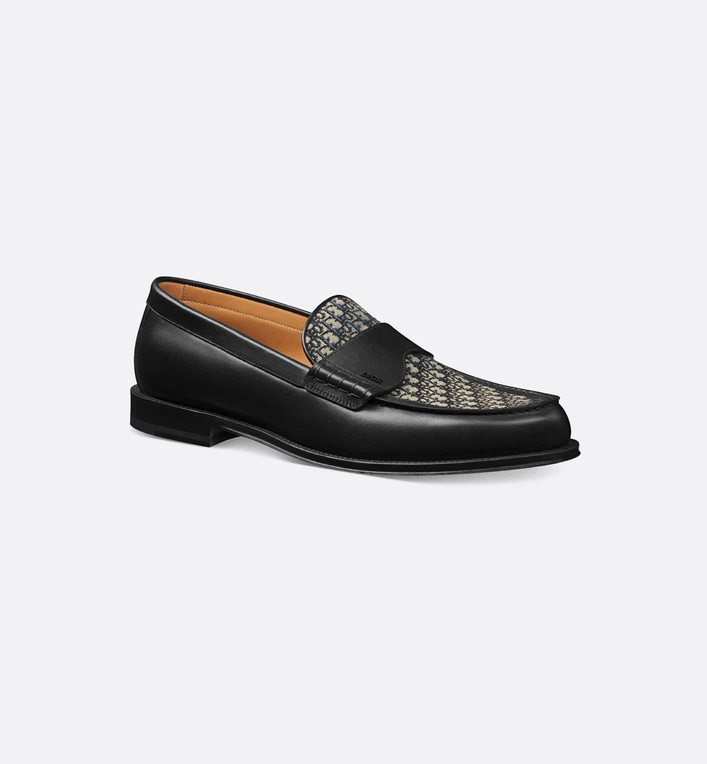 CHRISTIAN DIOR || Granville Loafer Black Smooth Calfskin With Beige and Black Dior Oblique Jacquard- FASHION MYST