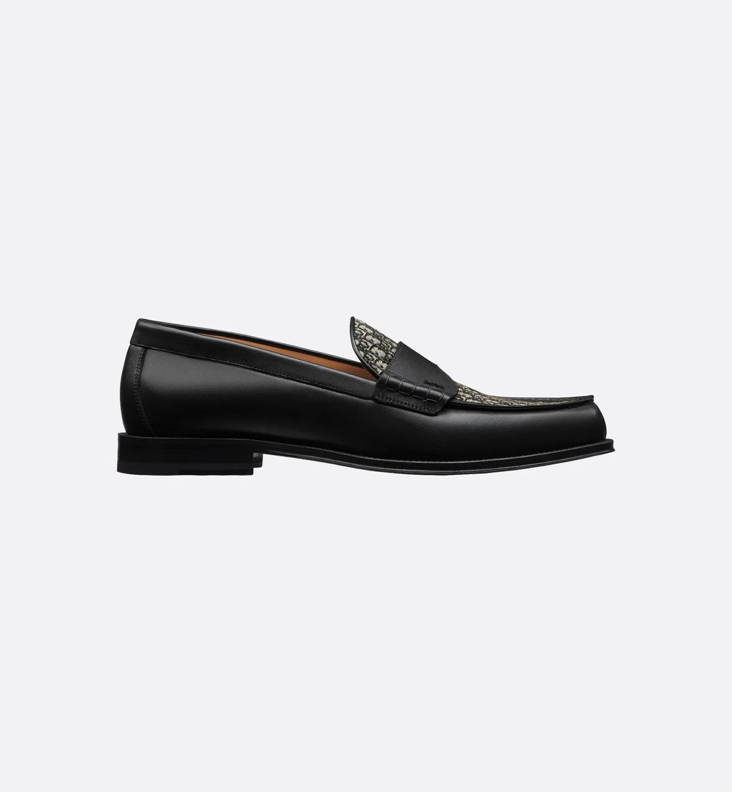 CHRISTIAN DIOR || Granville Loafer Black Smooth Calfskin With Beige and Black Dior Oblique Jacquard- FASHION MYST