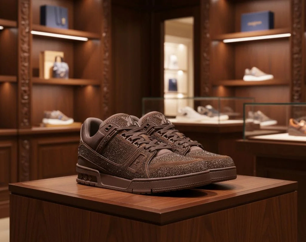 LOUIS VUITTON || LV Trainer "Strass" Monogram Sneakers in Chocolate Brown