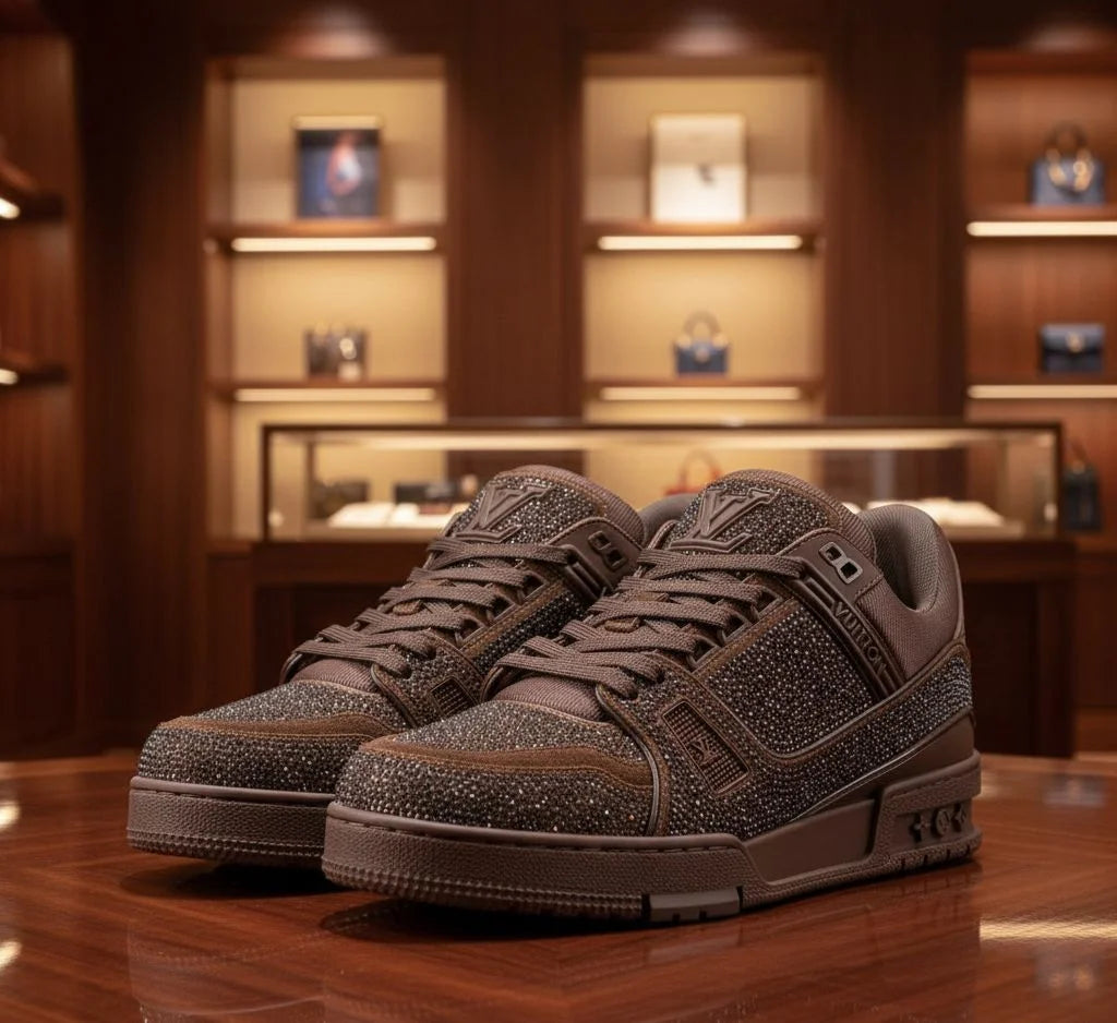 LOUIS VUITTON || LV Trainer "Strass" Monogram Sneakers in Chocolate Brown