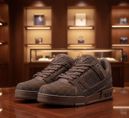 LOUIS VUITTON || LV Trainer "Strass" Monogram Sneakers in Chocolate Brown